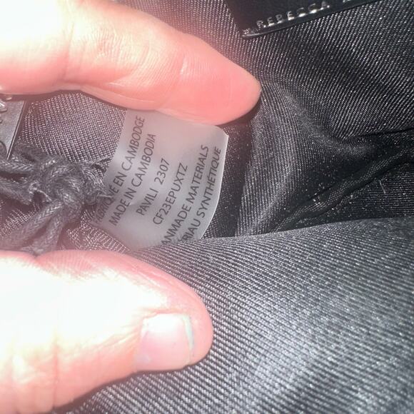 Rebecca Minkoff RM Studded Quilted Faux Leather Crossbody Bag Black Chain Strap - Picture 10 of 10